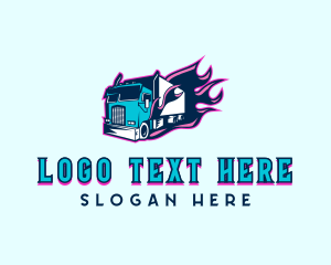 Flaming Truck Vehicle Logo