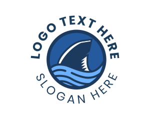 Marine Biology - Shark Fin Wave Badge logo design