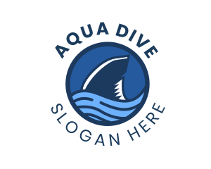 Diving - Shark Fin Wave Badge logo design