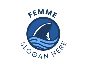 Shark Fin Wave Badge logo design