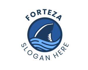 Shark Fin Wave Badge logo design