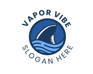 Shark Fin Wave Badge logo design