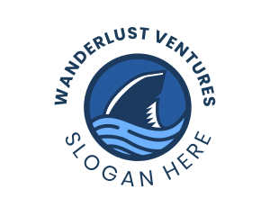 Shark Fin Wave Badge logo design