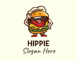 Playful Burger Cartoon Logo