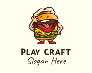 Playful Burger Cartoon logo design