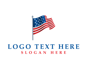 America - American Flag 3D logo design