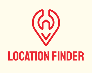 Wrench Location Pin  logo design