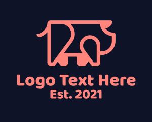 Pig - Simple Geometric Pig logo design