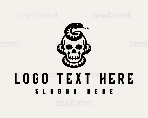 Skeleton Skull Serpent Logo