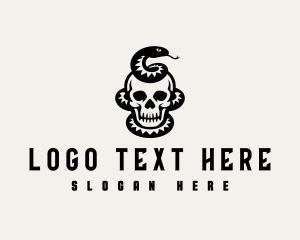 Snake - Skeleton Skull Serpent logo design