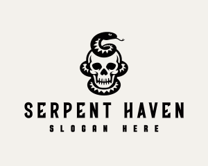 Skeleton Skull Serpent logo design