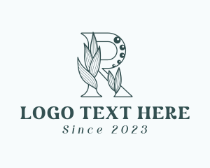 Plantation - Leaf Letter R logo design