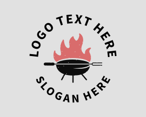 Food Truck - Fire Grill Barbecue logo design