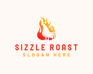 Roast - Roasted Chicken Flame logo design