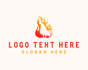 Cooking - Roasted Chicken Flame logo design