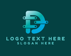 Telecom - Tech Gradient Letter D logo design