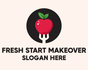 Apple Fruit Fork  logo design