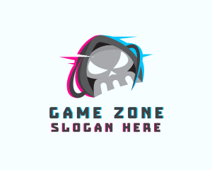 Skull Anaglyph Gaming logo design