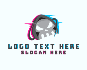 Dj - Gaming Skull Anaglyph logo design