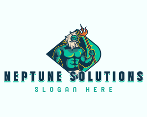 Neptune Poseidon Trident logo design