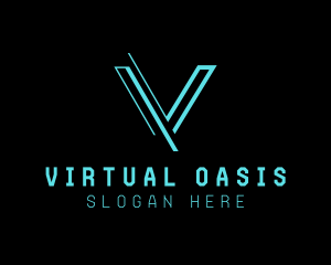 Modern Digital Letter V logo design