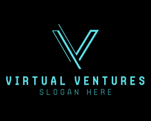 Modern Digital Letter V logo design