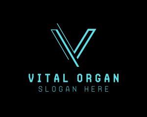 Modern Digital Letter V logo design