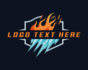 Snowflake - Flame Iceberg Cooling Heating logo design