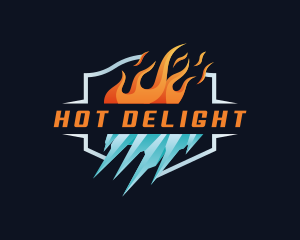 Flame Iceberg Cooling Heating logo design