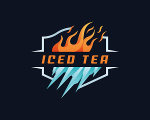 Flame Iceberg Cooling Heating logo design