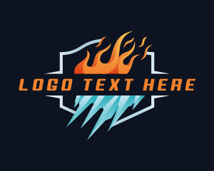 Heating - Flame Iceberg Cooling Heating logo design