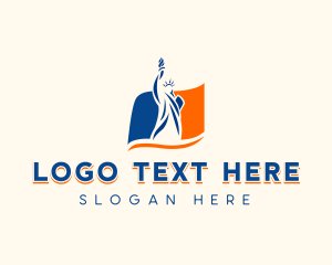 Liberty Statue - Statue Torch Flag logo design