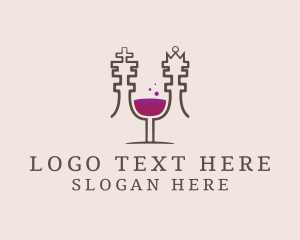 Alcohol - Chess Glass Wine logo design