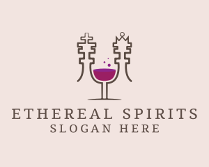 Spirits - Chess Glass Wine logo design