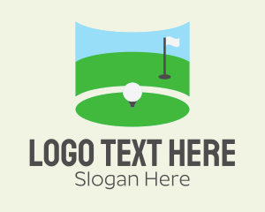 Golf Ball - Golf Course Flag logo design