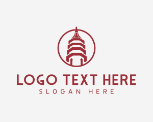 Chinese - Asian Pagoda Temple Architecture logo design