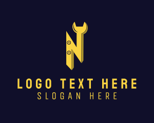 Panel Beater - Wrench Tool Letter N logo design