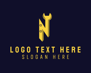 Yellow - Wrench Tool Letter N logo design
