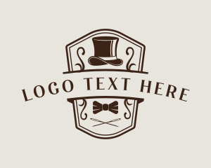 Gentleman - Fashion Hat Bowtie logo design