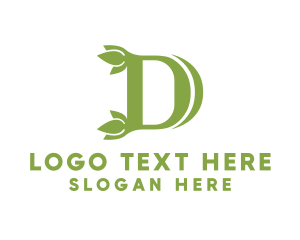 Initial - Green D Leaf logo design