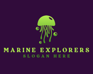 Bubble Marine Jellyfish logo design