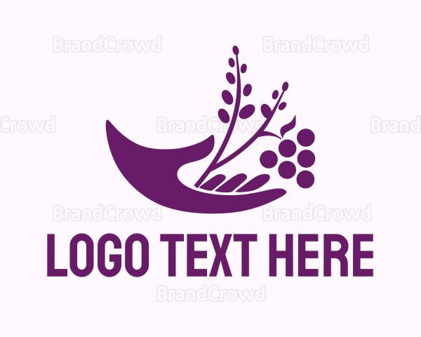 Hand Grape Plant Logo