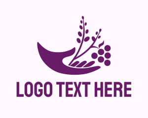 Harvest - Hand Grape Plant logo design