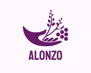 Hand Grape Plant  logo design