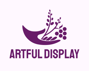 Hand Grape Plant  logo design