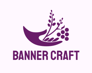 Hand Grape Plant  logo design