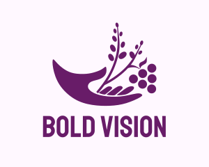 Hand Grape Plant  logo design