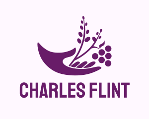 Hand Grape Plant  logo design