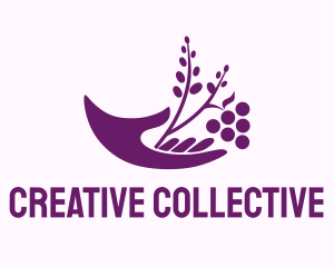 Hand Grape Plant  logo design