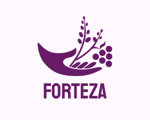 Hand Grape Plant  logo design